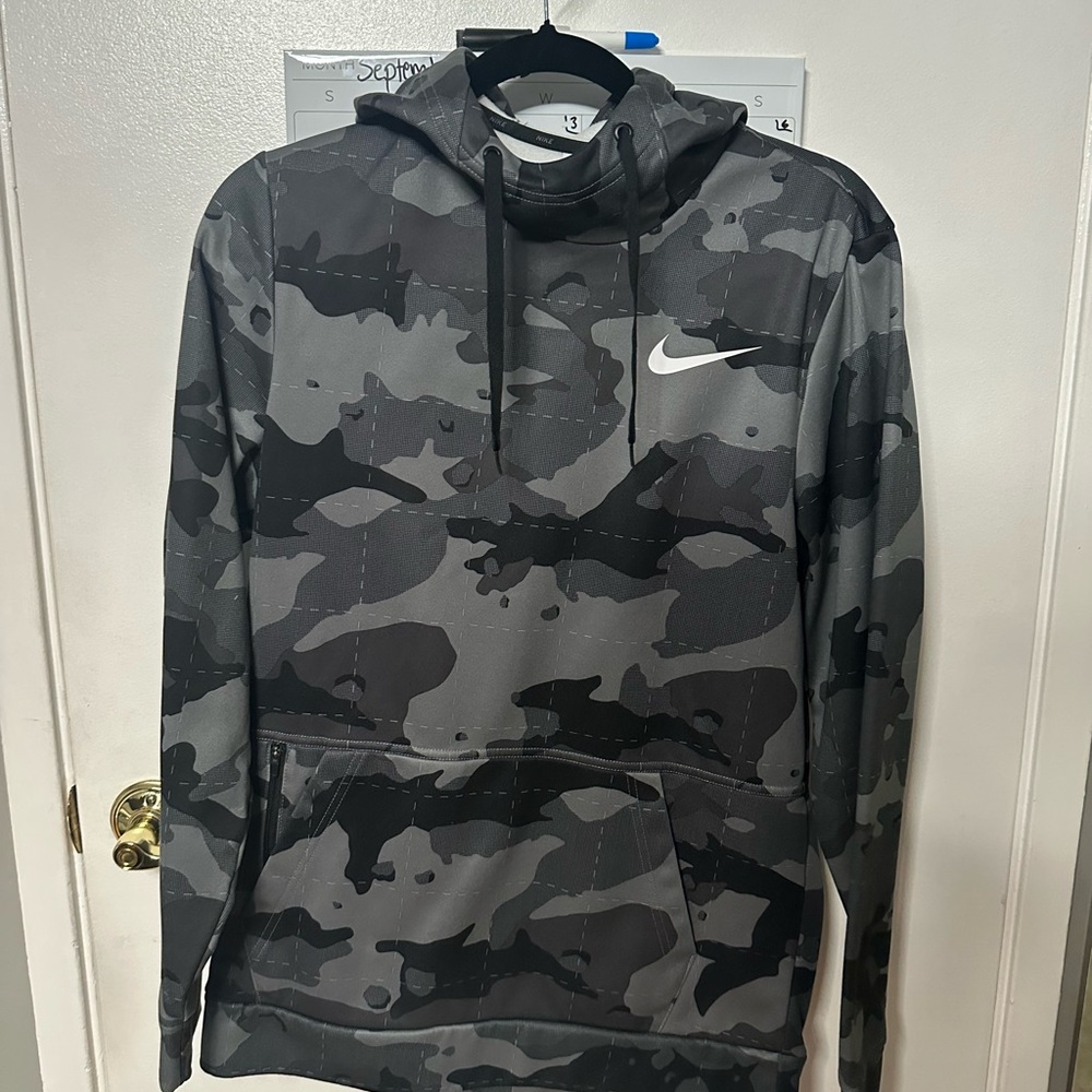 Nike Black and Gray Camo Hoodie